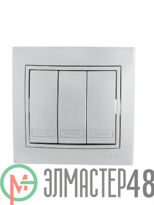 Выключатель 3-кл. СП Мира 10А IP20 метал. сер. LEZARD 701-1010-109