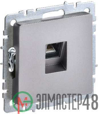 Розетка компьютерная СП RJ45 кат.6 BRITE РК11-БрС сталь IEK BR-K10-2-K46