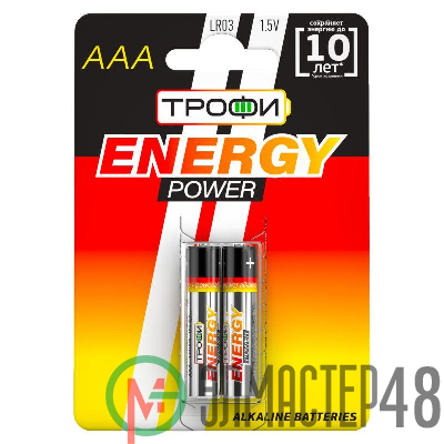 Элемент питания алкалиновый AAA/LR03-2BL (блист.2шт) Трофи C0034929