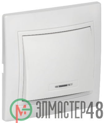 Выключатель 1-кл. СП КВАРТА с инд. 10А IP20 ВС10-1-1-КБ бел. ИЭК EVK11-K01-10-DM