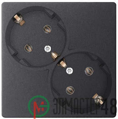 Розетка 2-м СП Simon24 16А IP20 2х2P+E Schuko без защ. шторок механизм графит Simon 2450459-038
