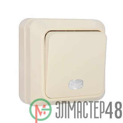 Выключатель 1-кл. ОП Олимп 10А IP20 с индик. беж. Universal Б-О0121