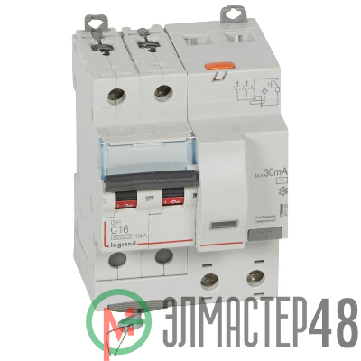 Выключатель автоматический дифференциального тока 2п C 16А 30мА тип AC 6кА DX3 4мод. Leg 411158
