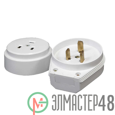 Разъем РШ-ВШ 32А 250В 2Р+РЕ откр. уст. бел. UNIVersal 1235