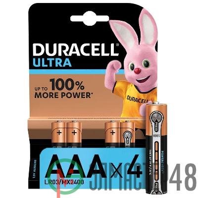 Элемент питания алкалиновый LR03-4BL Ultra (блист.4шт) Duracell Б0038762