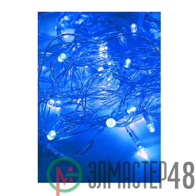 Гирлянда 10.8м (9.3+1.5) 100LED син. прозр. провод 8 режимов мигания IP20 син. Космос KOC_GIR100LED_B