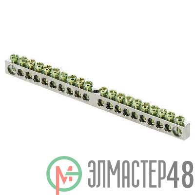 Шина PEN "ноль-земля" 6х9 20 отв. никель крепеж по центру PROxima EKF sn1-63-20
