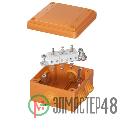Коробка ответвительная FS 100х100х50мм 5р 450В 10А 6кв.мм с каб. вводами и клеммн. IP55 пластик. DKC FSB11506