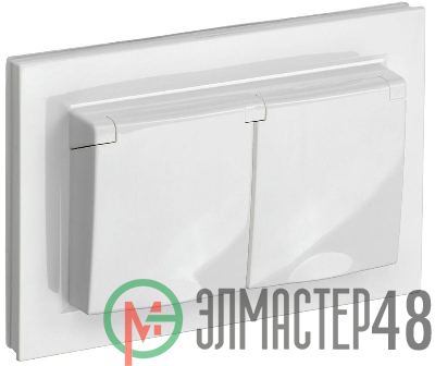 Розетка 2-м СП BRITE РСбш12-3-44-БрБ 16А в сборе IP44 с крышкой бел. IEK BR-R26-16-44-K01-F