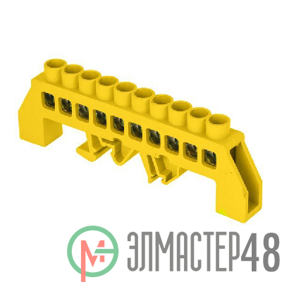 Шина нулевая PE 8х12 10 отвер. латунь желт. нейлоновый корпус комбинированный PROxima EKF sn0-125-10-dpe