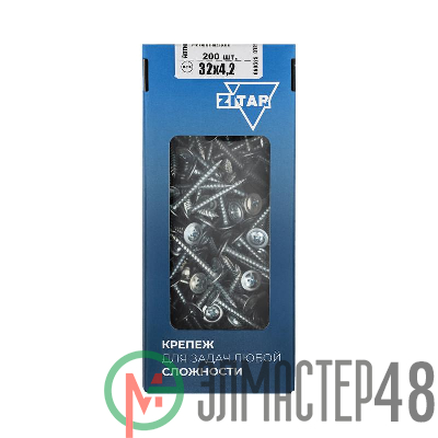 Саморез для тонкого метал. листа 4.2х32 (уп.200шт) коробка Tech-Krep 102142