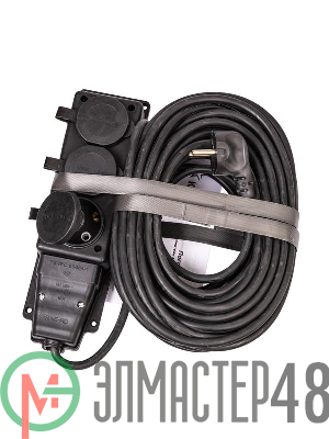 Удлинитель на каучуковой колодке 3х15м 16А IP44 250В 4кВт каучук КГ 3х2.5 черн. УХз16 Россия КОСМОС YKsm15m-3g(16A)KG-B