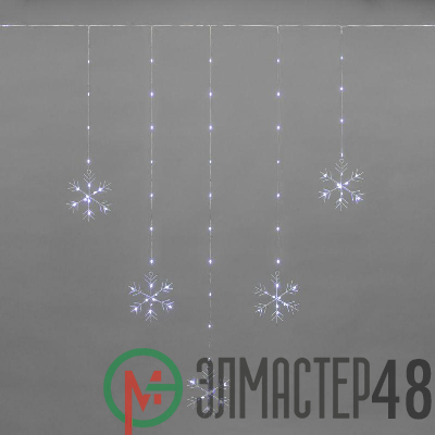 Гирлянда светодиодный занавес из росы с фигурами снежинок IP20 USB + пульт управления бел. Neon-Night 315-845