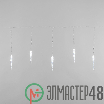Гирлянда "Айсикл" (бахрома) "Сосульки" 1.5х0.25м LED бел. провод прозр. Neon-Night 303-068