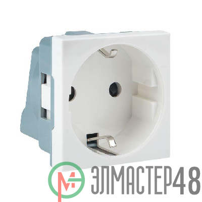 Розетка 1-м C-Line 2мод. 45х45 РКС-20-30-П с заземл. бел. EKF E2MR16-028-10