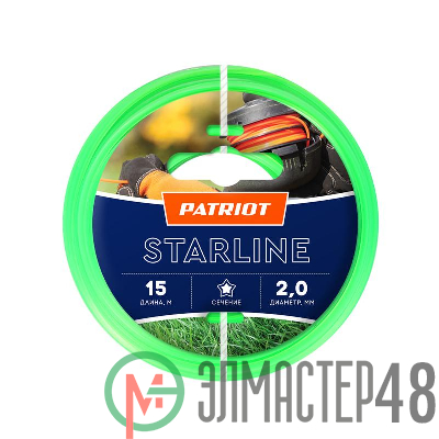 Леска Starline D2.0мм L15м 200-15-3 на пластиковой обойме блистерн. тип звезда зел. PATRIOT 805201056