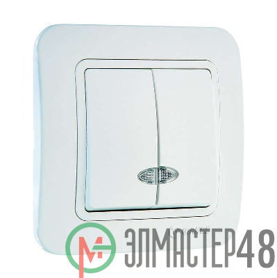 Выключатель 2-кл. СП Lillium 10А IP20 с подсветкой бел./бел. Makel 70023