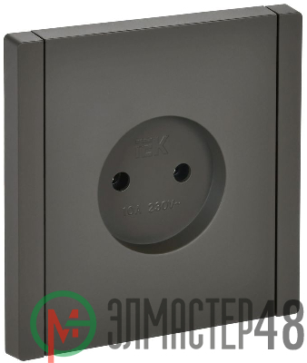 Розетка 1-м СП FORTE&PIANO FP318 10А без заземл. без защ. шторок винт. крепл. сер. IEK FP-R10-10-K03