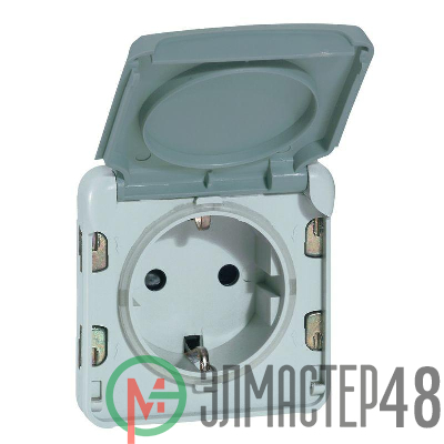 Механизм розетки 1-м СП Plexo с защ. крышкой с заземл. IP55 сер. Leg 069570