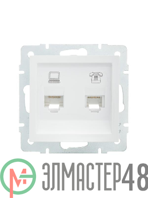 Розетка компьютерная + телефонная 1-м СП Vesna механизм бел. LEZARD 742-0288-143