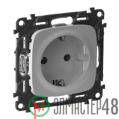 Механизм розетки 1-м СП Valena Allure 16А IP2X 250В 2К+З с лиц. панелью безвинт. зажимы алюм. Leg 753921