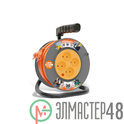 Удлинитель на катушке 4х30м без заземл. 6А IP20 У6-014 термо ПВС 2х0.75 UNIVersal 9632059