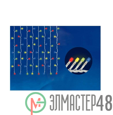 Гирлянда занавес светодиодная ULD-C2030-240/DTA MULTI IP20 разноцвет. с контроллером 240LED 2х3м прозр. бел. Uniel 07943