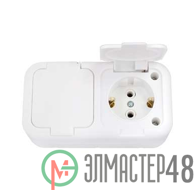 Розетка 2-м ОП с заземл. IP44 бел. БЕЛТИЗ РА10-213