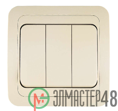 Выключатель 3-кл. 3п СП Mimoza 10А IP20 крем./крем. Makel 25091