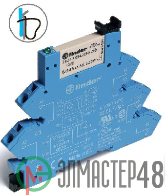 Реле электромеханическое 1CO 6А 24В DC IP20 FINDER 386170240050