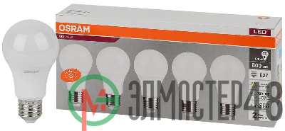 Лампа светодиодная LED Value LVCLA75 10SW/830 230В E27 2х5 RU (уп.5шт) OSRAM 4058075577718