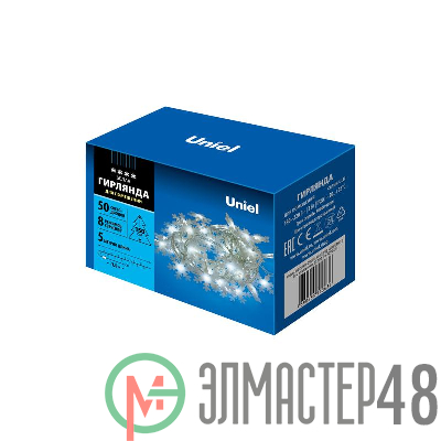 Гирлянда LED "Снежинки-2" ULD-S0500-050/DTA WHITE IP20 SNOWFLAKES-2 5м 50 диодов бел. свет провод прозр. Uniel UL-00007196