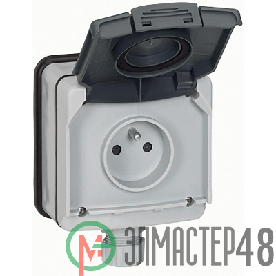 Розетка ОП Plexo 16А 2P+3 IP66 защ. шторки сер. Leg 090466