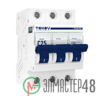 Выключатель автоматический модульный 3П 25А 4.5кА х-ка C TOKOV Electric TKE-PZ45-MCBI-3-25-C