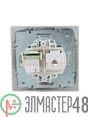 Розетка компьютерная + телеф. СП Мира RJ11 + RJ45 метал. сер. Lezard 701-1010-143