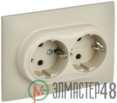Розетка 2-м SKANDY 16А с заземл. защ. штроки в сборе SK-R07B беж. IEK SK-R24-16-K10-F