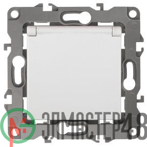 Механизм розетки 1-м СП Эра12 12-2103-01 16А IP20 16AX 250В 2P+E Schuko защ. шторки с крышкой бел. Эра Б0014693