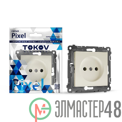 Розетка 1-м СП Pixel 16А IP20 без заземл. защ. шторки механизм беж. TOKOV ELECTRIC TKE-PX-R1SF-C02