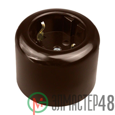 Розетка двухполюсная с ЗК R пластик корич. Bironi R1-101-22