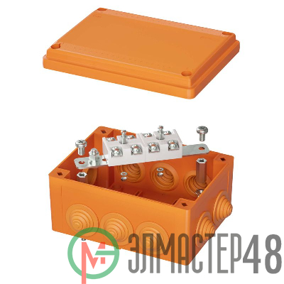 Коробка ответвительная FS 150х110х70мм 4р 450В 32А 10кв.мм нерж. контакт с каб. вводами и клеммн. IP55 пластик. DKC FSK21410