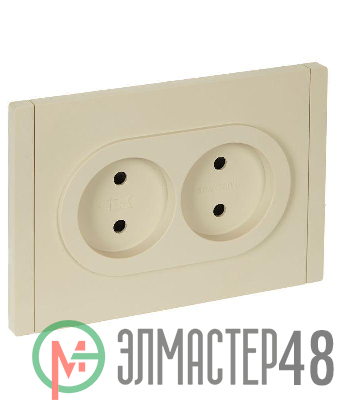 Розетка 2-м СП FORTE&PIANO FP425 10А без заземл. защ. шторки безвинт. крепл. ваниль IEK FP-R23-10-1-K10