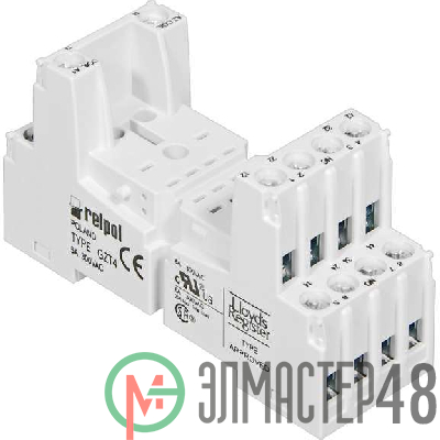 Цоколь GZT4 к реле R4 R4N Т-R4 на рейку DIN35 Relpol A8130-856050