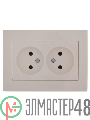 Розетка 2-м СП Rain 16А IP20 без заземл. керамика бел. LEZARD 703-0202-128