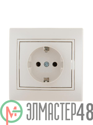 Розетка 1-м СП Мира керам. с заземл. жемчуж. бел. перламутр Lezard 701-3030-122