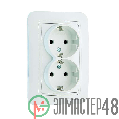 Розетка 2-м СП Lillium 16А IP20 с заземл. бел./бел. Makel 70082