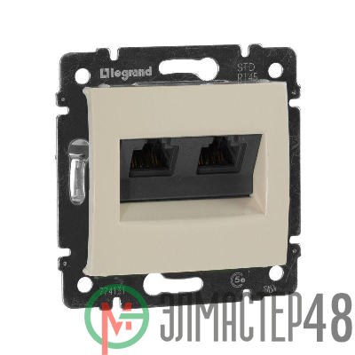 Механизм розетки информ. 2-м СП Valena RJ45 + RJ45 5Е UTP сл. кость Leg 774131