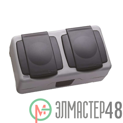 Розетка 2-м ОП 16А IP55 сер. Makel 36064206
