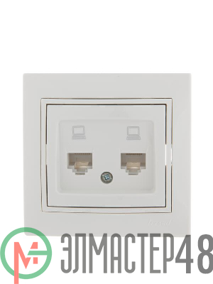 Розетка компьютерная 2-м СП Мира RJ45 бел./бел. Lezard 701-0202-141