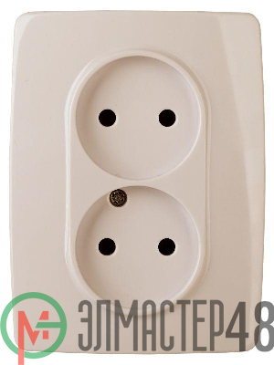Розетка 2-м СП Эра12 12-2107-02 16А IP20 16AX 250В 2х2P сл. кость Эра Б0031239