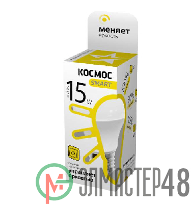 Лампа светодиодная A60 15Вт грушевидная 3000К E27 220В 3 уровня яркости Smart КОСМОС LksmLEDSD15wA60E2730